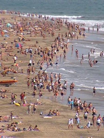 Mass tourism on the beaches of the Canary Islands